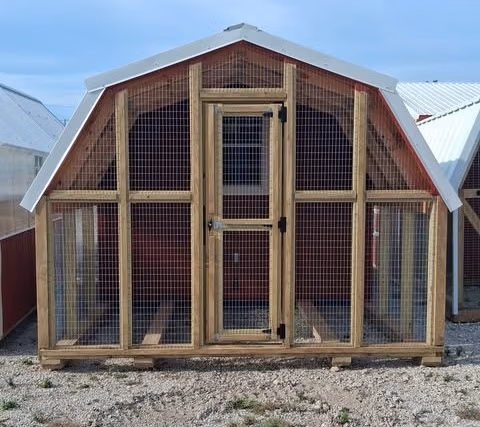 10x16 Chicken coop White Red White 8 nesting boxes Backyard Buildings