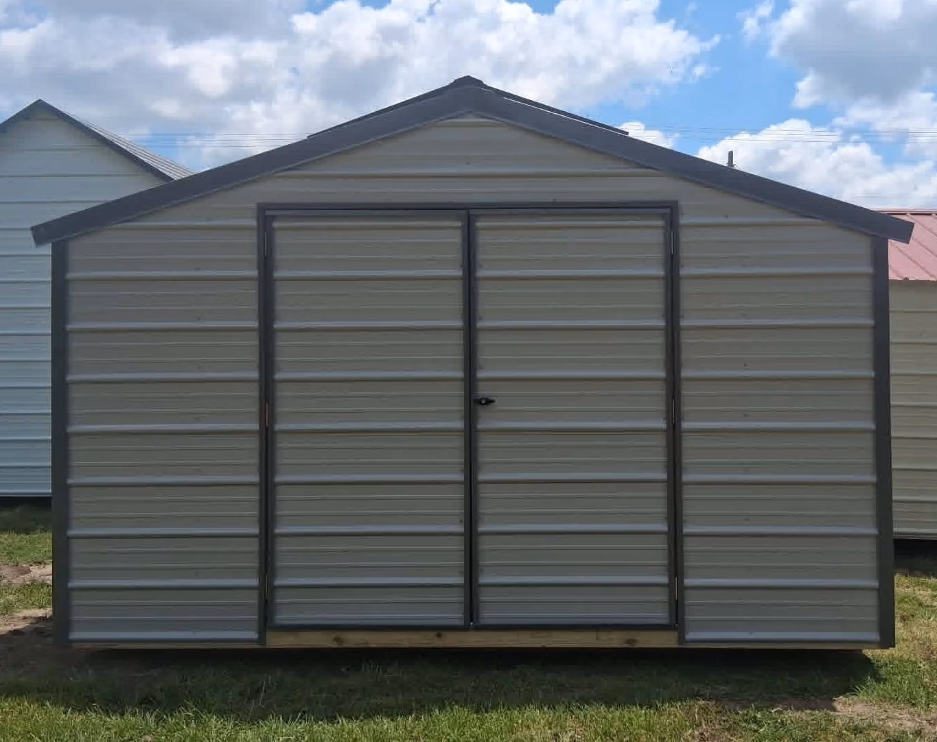 8x12 Side Value Shed. Backyard Buildings BYB trimmed