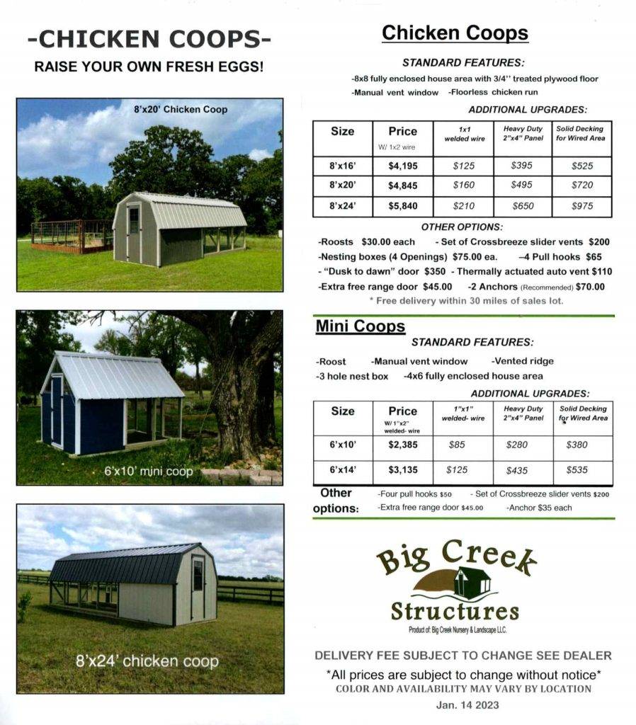 Brochure Chicken Coop - Big Creek-Greenhouse Chicken-Coop