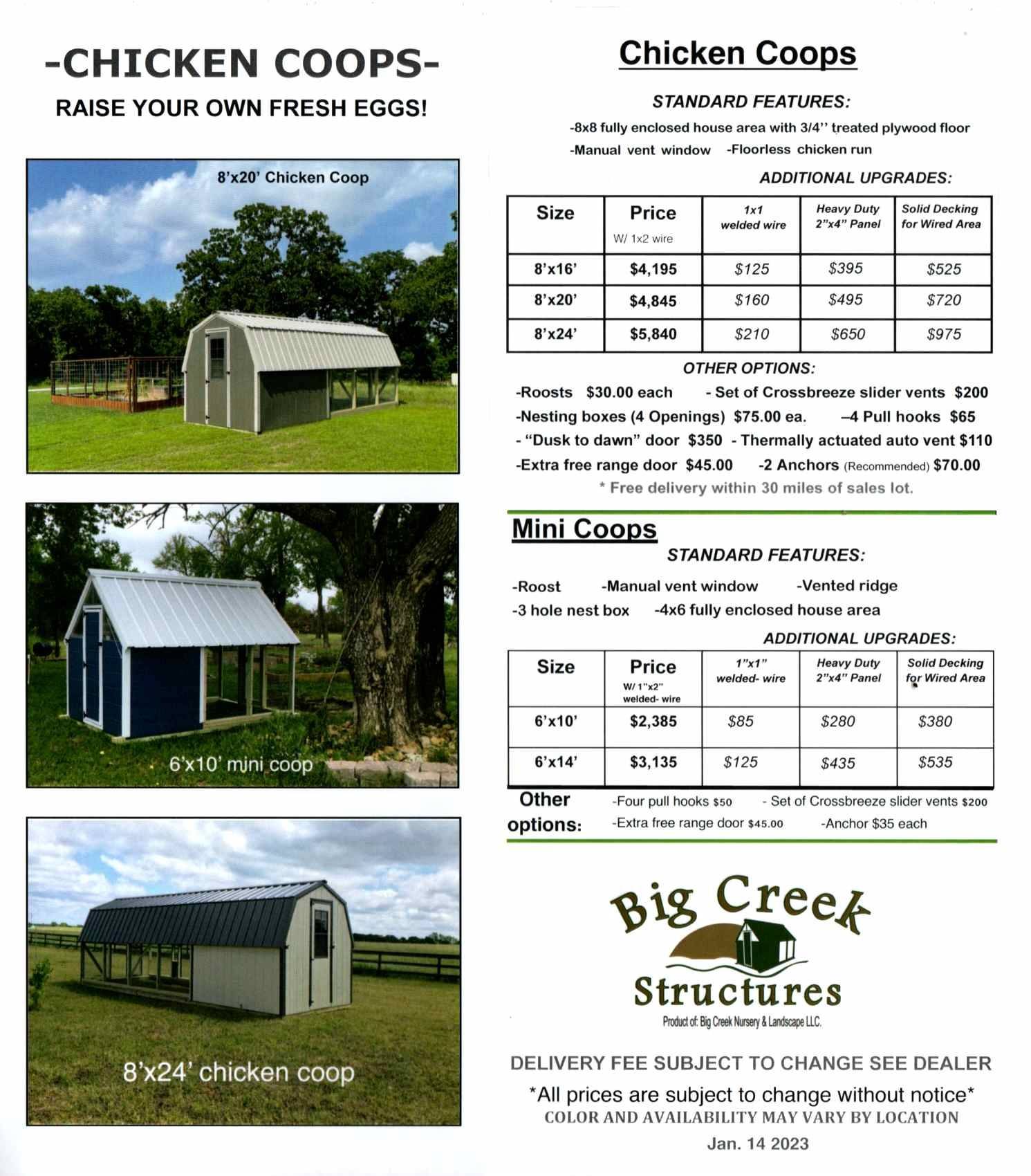 Brochure Chicken Coop - Big Creek-Greenhouse Chicken-Coop