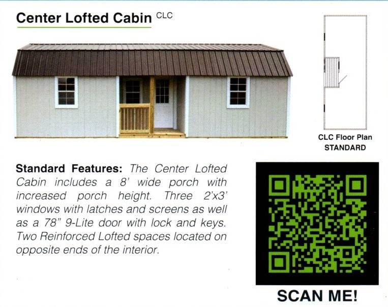 Center Lofted Cabin - Premier-Premier Shed Garage Cabin Barn