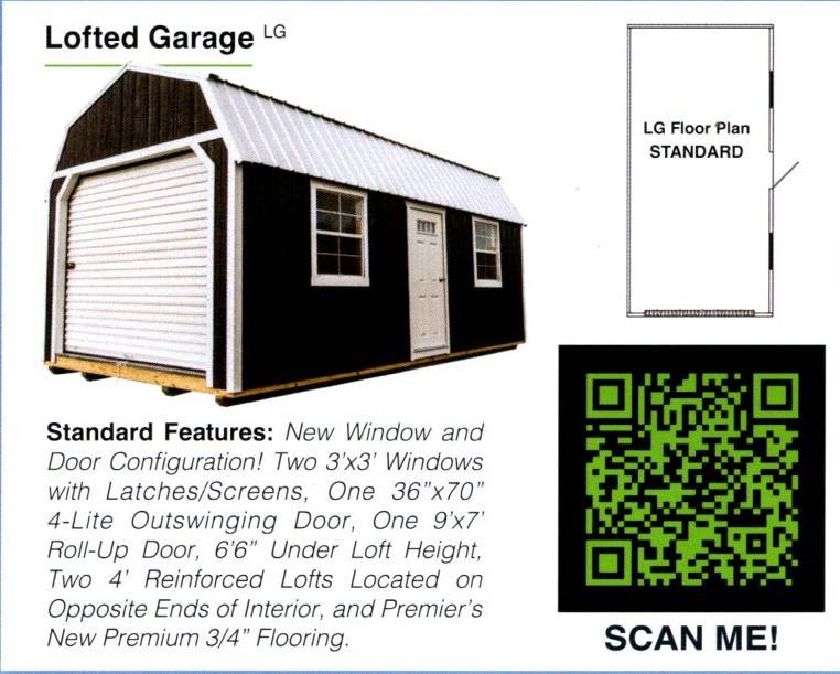 Lofted Garage - Premier-Premier Shed Garage Cabin Barn