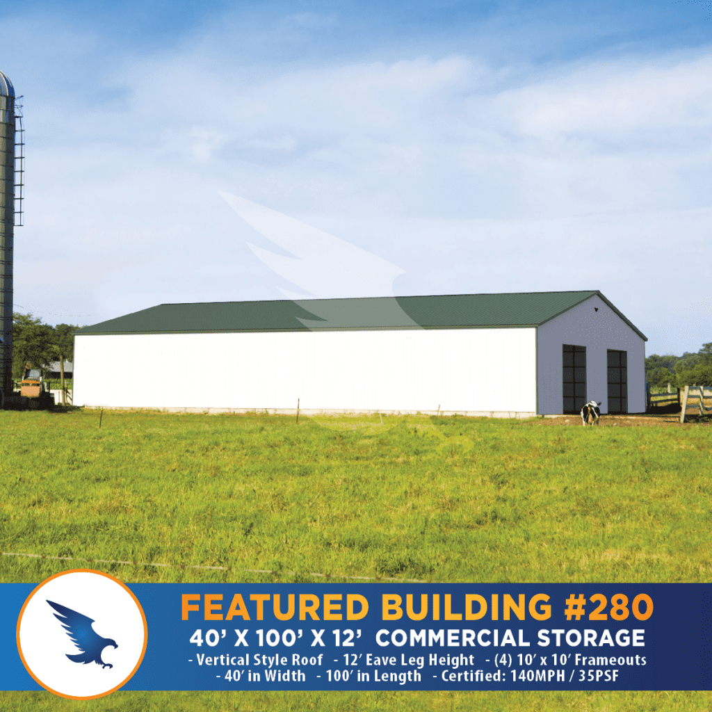 #280 40x100x12 Commercial Storage / Barn - Eagle Carports