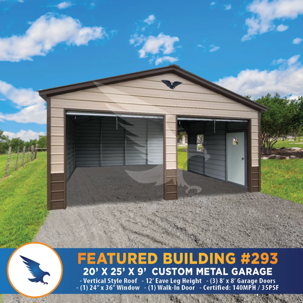 20x25x9 Eagle Custom Metal Garage - #293-20x25x9 Metal Workshop - Eagle Featured Building 294-Eagle Carport and Building Gallery