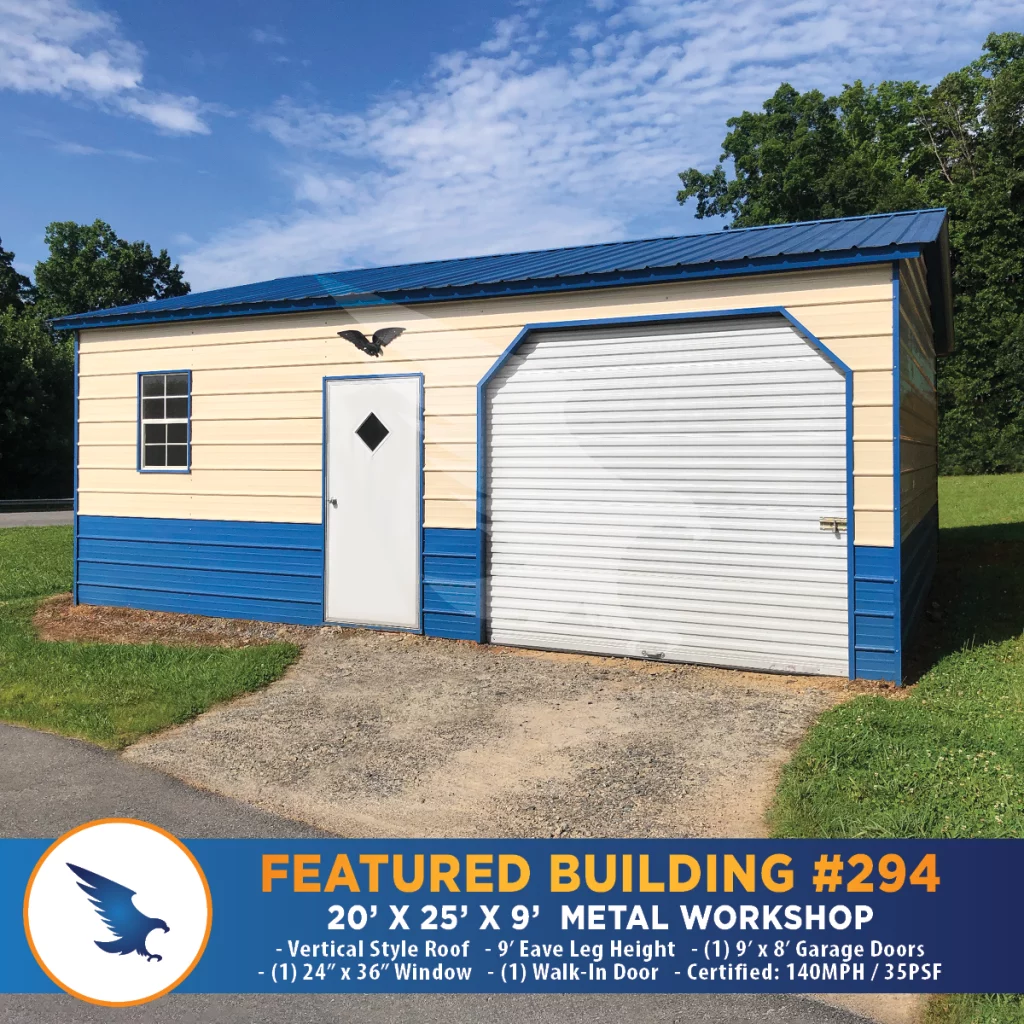 20x25x9 Metal Workshop - Eagle Featured Building 294-Eagle Carport and Building Gallery