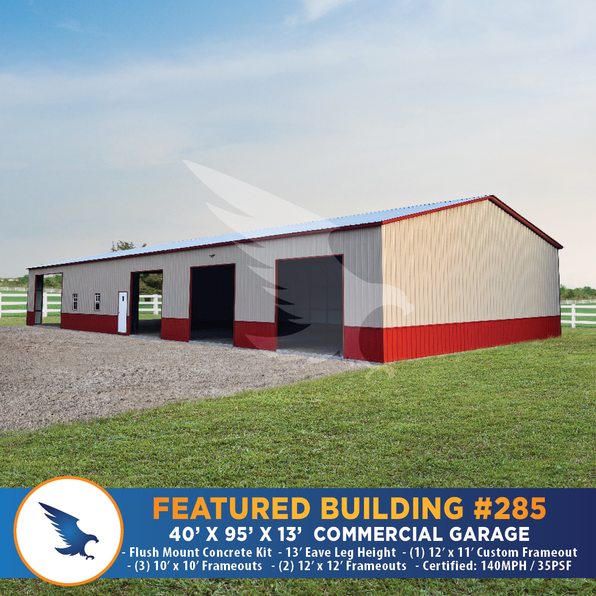 3 Door Side Entry Garage Eagle Carports