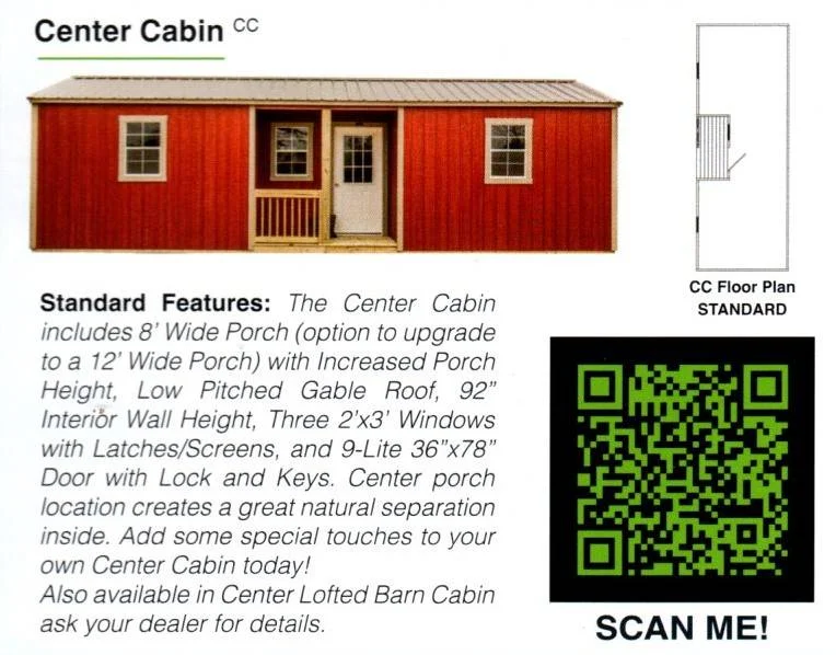 Cabin Premier Portable Buildings available at Freedom Sheds & Carports