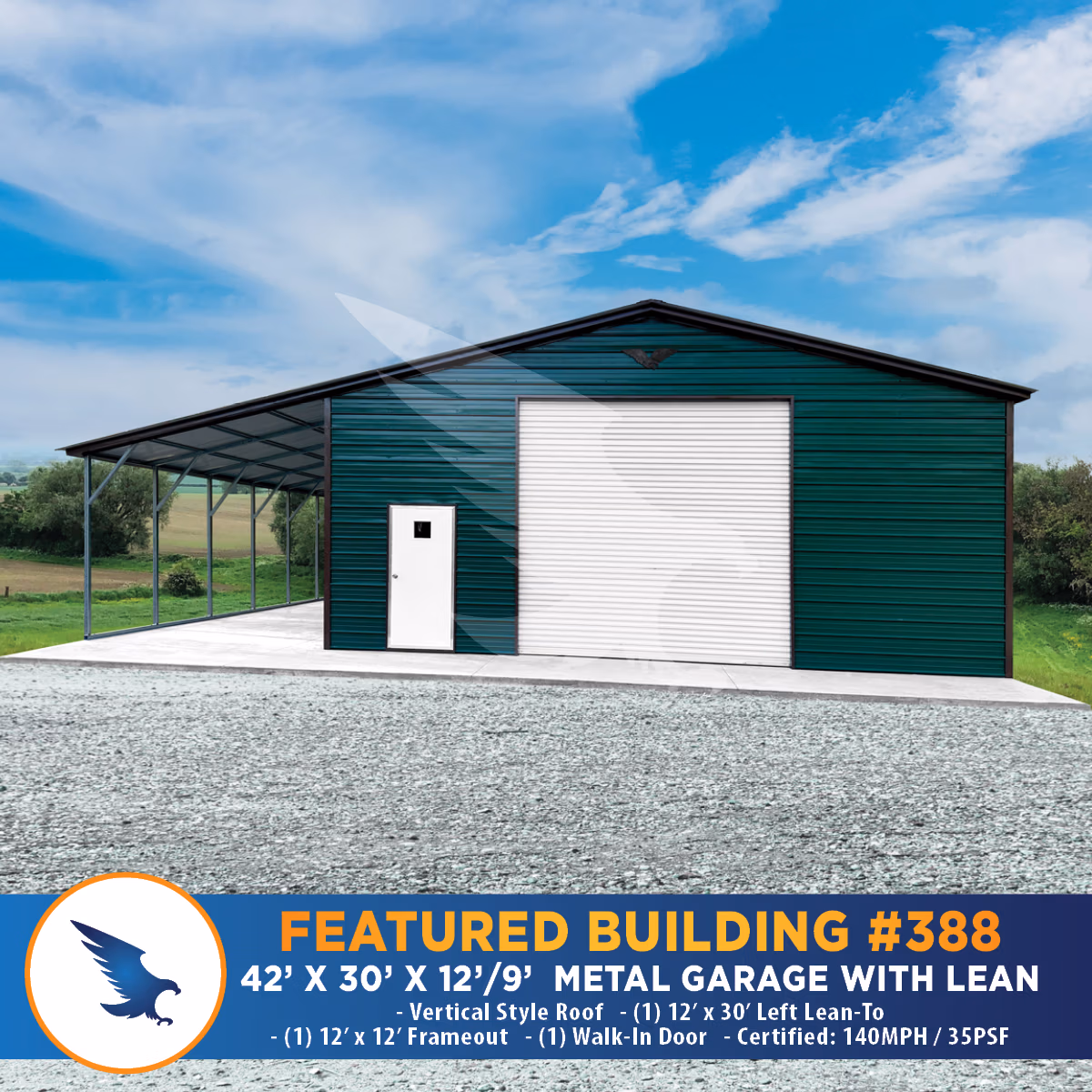 Eagle 42x30x12x9 metal garage #388