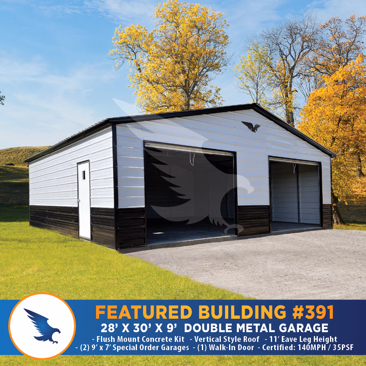 Eagle 28x30x9 Large Garage Featured Building #391