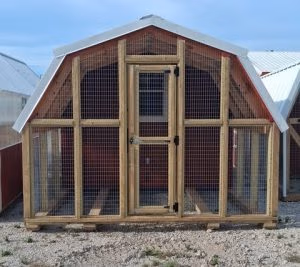 10x16 Chicken coop White Red White 8 nesting boxes Backyard Buildings