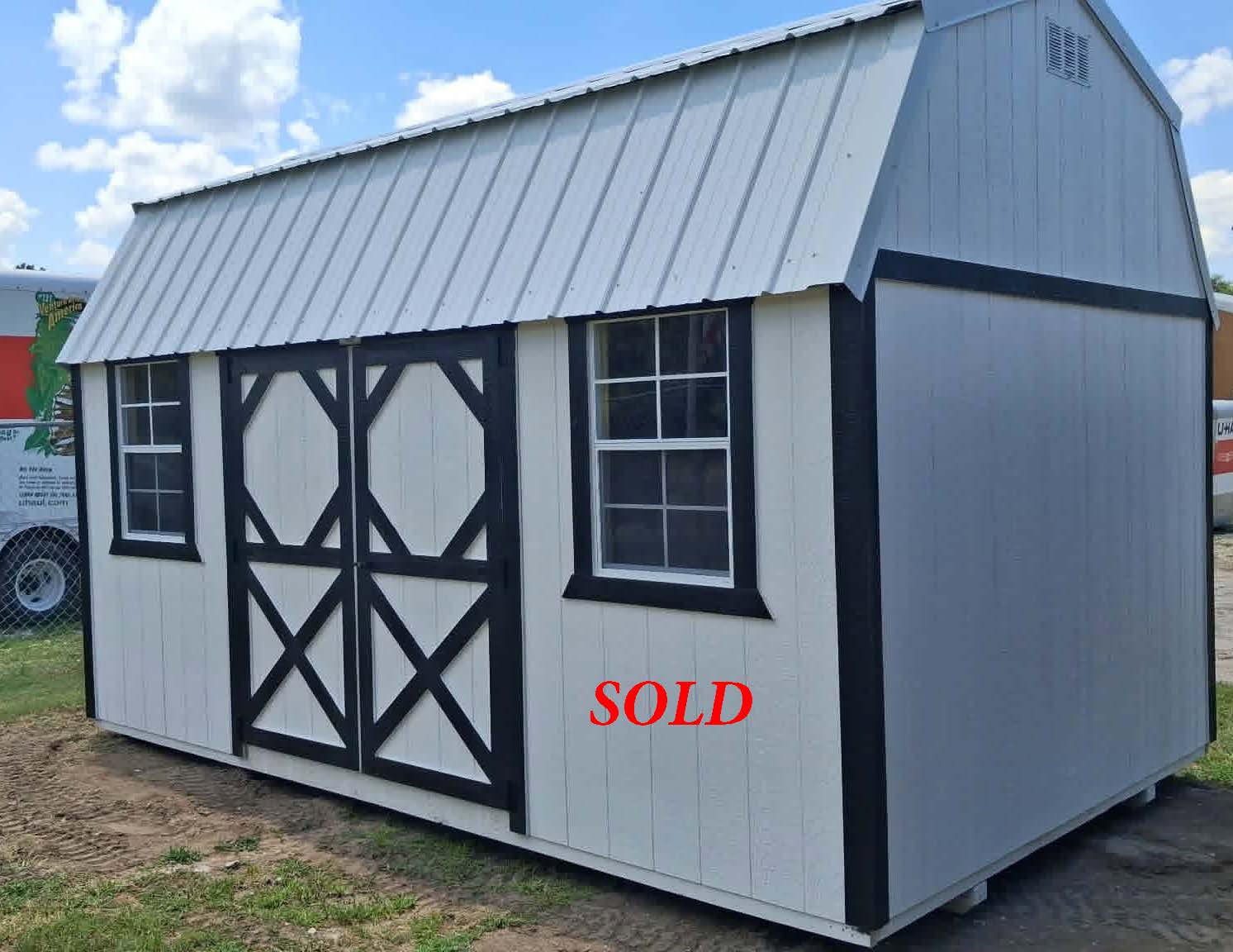 SOLD 10x16 Painted Side Lofted Barn Backyard Buildings BYB trimmed SOLD