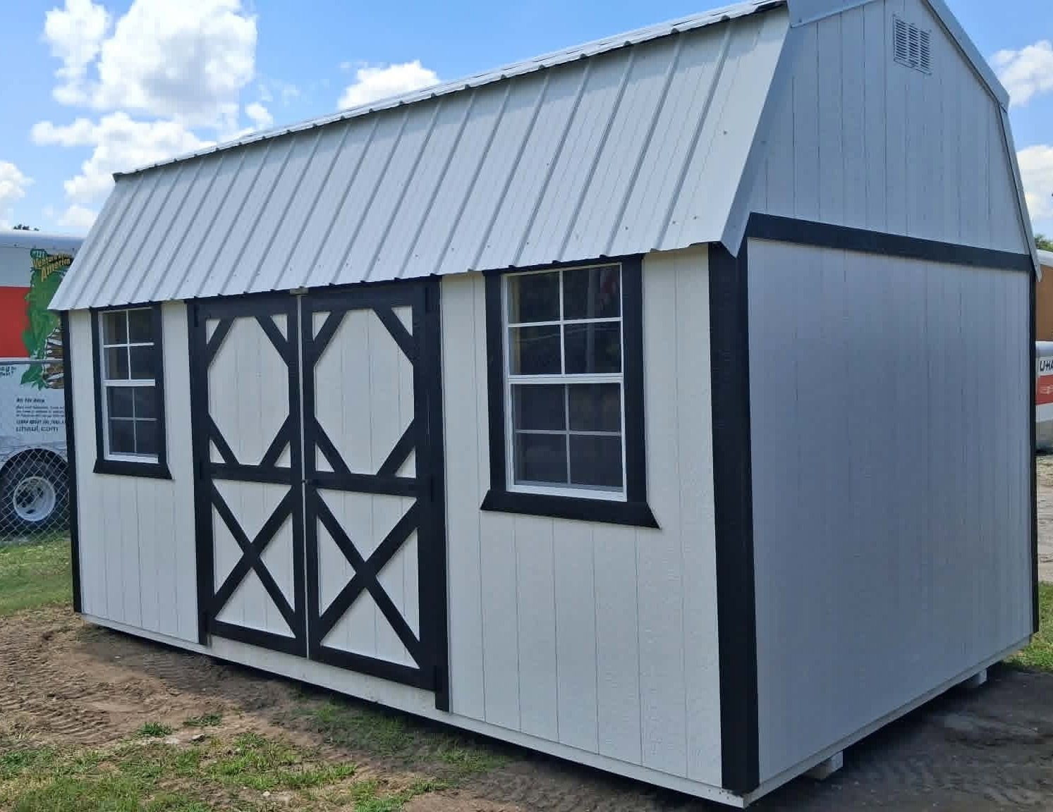 10x16 Painted Side Lofted Barn Backyard Buildings BYB trimmed