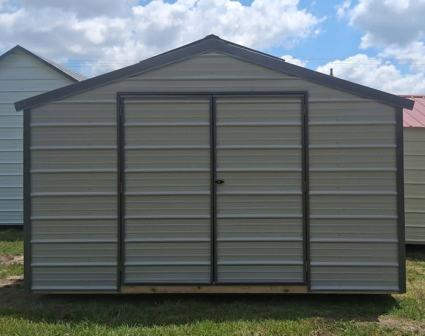 8x12 Side Value Shed. Backyard Buildings BYB trimmed