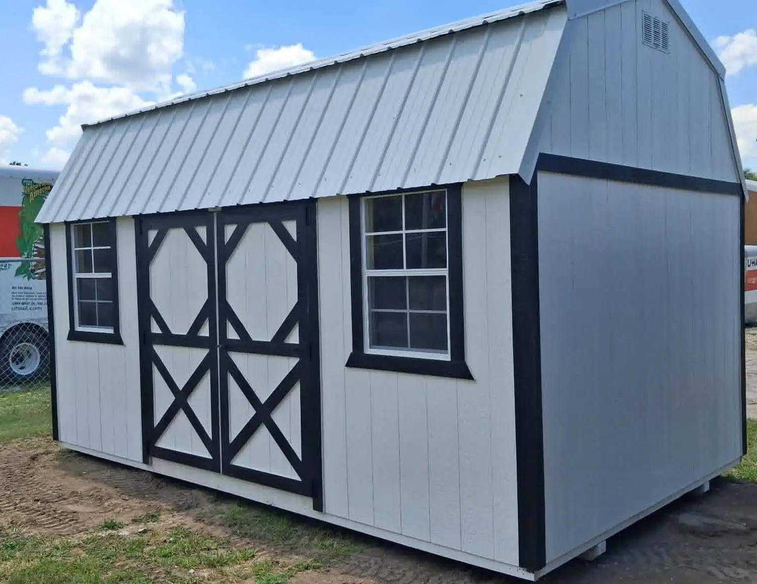 10x16 Painted Side Lofted Barn Backyard Buildings BYB trimmed